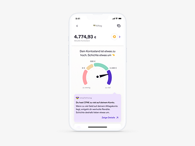 Account balance tracker account app balance berlin finance graph insight minimal money multibanking speedometer spendometer tip tracker ui