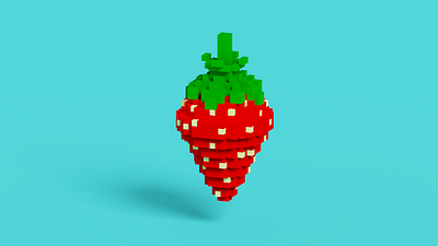 voxel strawberry design nft sandbox vector voxel voxel art