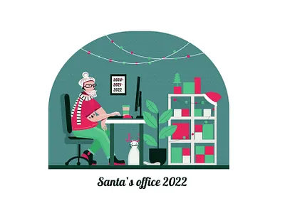 Santa's office 2022 character christmas christmas character illustration new year samta claus vector