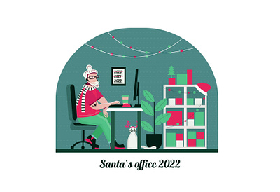 Santa's office 2022 character christmas christmas character illustration new year samta claus vector