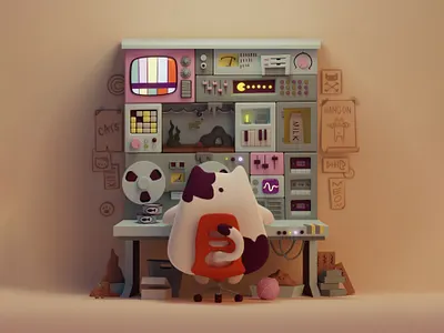 Kitty Control Station 5 3d b3d blender cat illustration kitty render