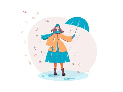 Autumn walk autumn character girl character girl with umbrella leaves umbrella walk