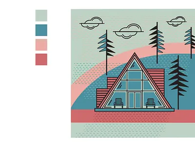 Forest Cabin architecture building forest cabin illustration nature scandinavian house vector