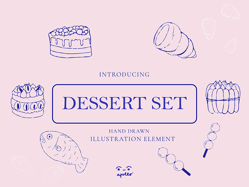 I Love Dessert Hand Drawn branding design dessert set graphic design hand drawn illustration logo typography vector