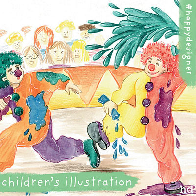 Clowning around childrens book illustration colour illustration