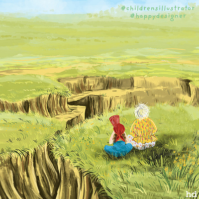 Enjoying the view childrens book illustration colour illustration picture book illustration