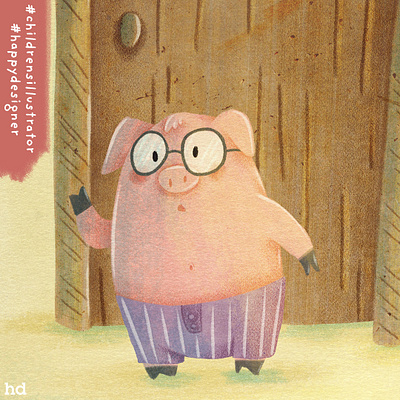 One little piggy character design colour digital illustration illustration