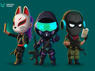 Mercurial Army army character design crypto cyberpunk defi finance fox illustration japanese jupiter kitsune mascot nft nft art ninja samurai solana soldier web3