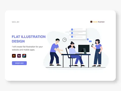Flat Illustration Design 2d design adobe illustration android app banner design branding design flat illustration graphic design illustration isometric isometric design landing page landscape logo poster design ui design ui kit vector art vector design website design