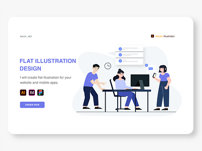 Flat Illustration Design 2d design adobe illustration android app banner design branding design flat illustration graphic design illustration isometric isometric design landing page landscape logo poster design ui design ui kit vector art vector design website design