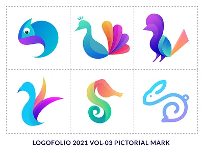 LOGOFOLIO 2021 VOL-03 PICTORIAL MARK 2022 trend animal apps icon bird brand identity branding branding agency chameleon character design creative idea gradient logo graphic design logotype modern logo fo peacock pictorial mark rabbit symbol trendy concept vector
