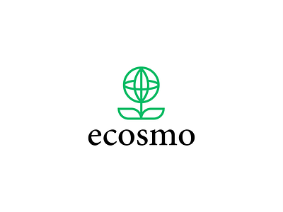 ecosmo clever cosmo creative eco flower green logo minimal planet plant simple space