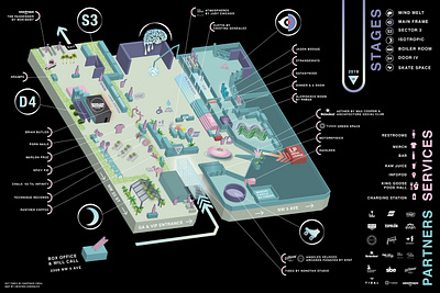IIIPOINTS MUSIC FESTIVAL: GROUNDS MAP branding design festival information music wayfinding