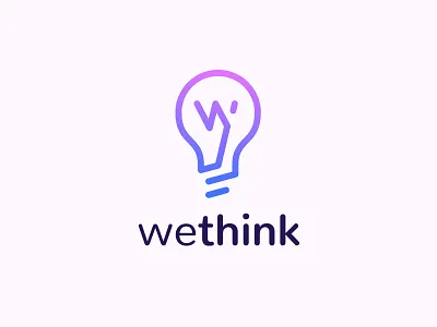 we-think logo design | bulb, letter W branding bringt bulb electricty logo energy icon idea idea logo imagination invention lamp letter w light light bulb power shine think thinking logo w w logo