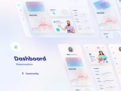 🔘 Dashboard Glass Light app branding design figmadesign flat glassy ui vector