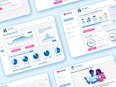 Couplink Dashboard, Report and Compatibility Test UI/UX Design adobe illustrator adobexd branding compatibility couple dashboard dating design graphic design icon illustration love partner report survey survey design ui uiux userexperience website