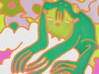 Flower Clouds adobe fresco art digital art flowers illustration neon