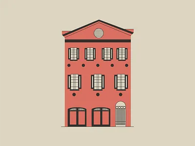 Chuck Town Row 3 architecture charleston historical home house illustration line line work row home