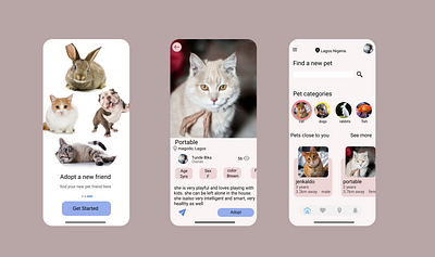 pet adoption mobile app app beautiful design design for hire designer for hire mobile design pet app ui ux