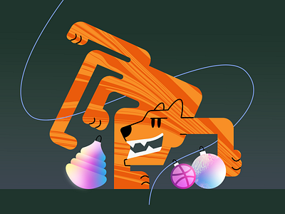 Hello Dribbble! Happy new Year! animal christmas decorations decor design dribbble illustration merry christmas new year texture tiger vector