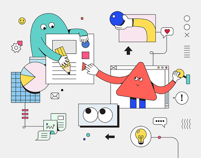 Rethinking the On Demand Workforce branding business collaboration computer cute design editorial editorial illustration flat graphics icons illustration illustrator information minimal tech ui vector workforce workspace