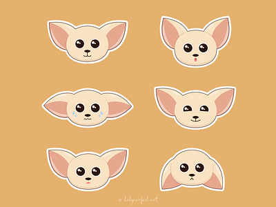 fennec emotions animals cute emotions fennec flat illustration stikers vector