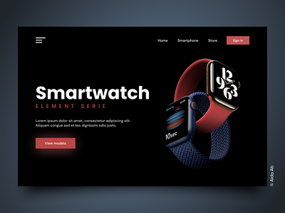 Smart Watches Website Landing Page app apple clock design ecommerce illustration ios landing page minimal popular design smartwatch tech technology template ui ui design ui trends uiux ux design watches