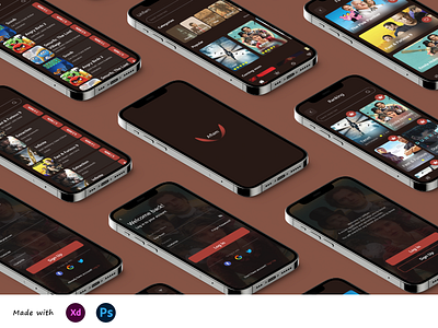 UAflam (Movie Application) adobe xd android app design iphone mobile mobile app movie application movieapplication photoshop ui uiux ux