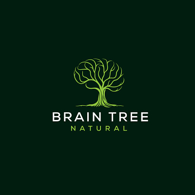 Brain Tree Natural Logo Project animal brain tree logo branding creative logo design graphic design human brain tree logo illustration logo nature brain logo nature obsessed logo tree brain logo ui vector