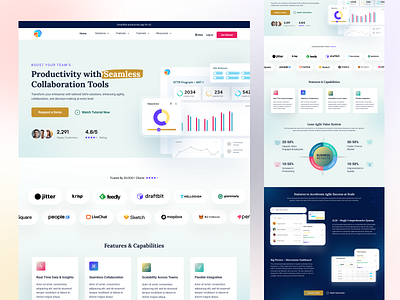 🚀 Productivity with Seamless Collaboration Tools - Homepage 2023 trend 3d animation branding design graphic design homepage illustration landingpage logo motion graphics social media ui ux vector website design