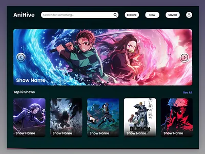 AniHive - Anime Streaming Website UI anime website anime website ui graphic design mohd streaming website tv show website ui uiux website design