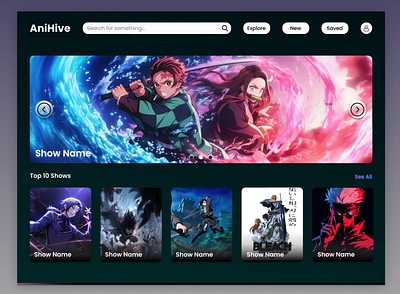 AniHive - Anime Streaming Website UI anime website anime website ui graphic design mohd streaming website tv show website ui uiux website design