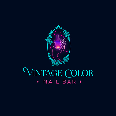 Vintage Color Mystical Nail Bar Logo Project animal branding creative logo cute logo design graphic design illustration logo nail bar logo nail parlor logo ui vector vintage nail bar logo