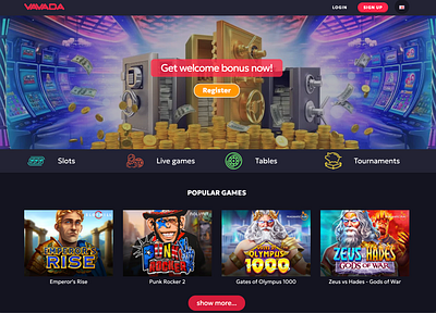 Vavada UI/UX Design casino design illustration ui