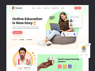 E-learning Landing Page Exploration academic education education web ui elearning homepage design language learning learning website online courses online learning online school online study programming student study studying website website design