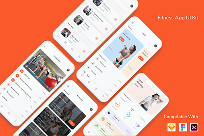 Fitness App UI Kit app fitness health healthy healty life life coach ui ui kit ux workout