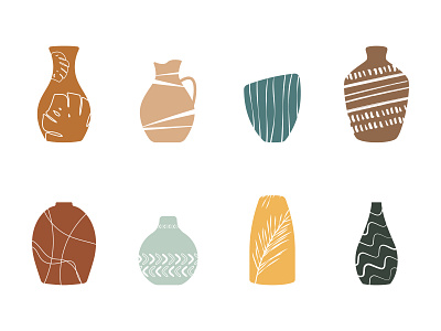 Vase Collection art print art set bohemian bohemian art print boho boho elements boho wall art botanical design earth tone color floral illustration mid century modern pattern vase wall art terracotta art vase vase collection art vase elements vase pattern vase shapes