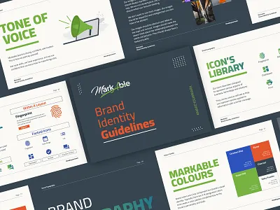 Markable - Brand Identity Guidelines Design brand book brand design brand guide brand guidelines brand identity brand manual branding design editorial identity guidelines layout design logo logo design logo identity markable minimal style guide