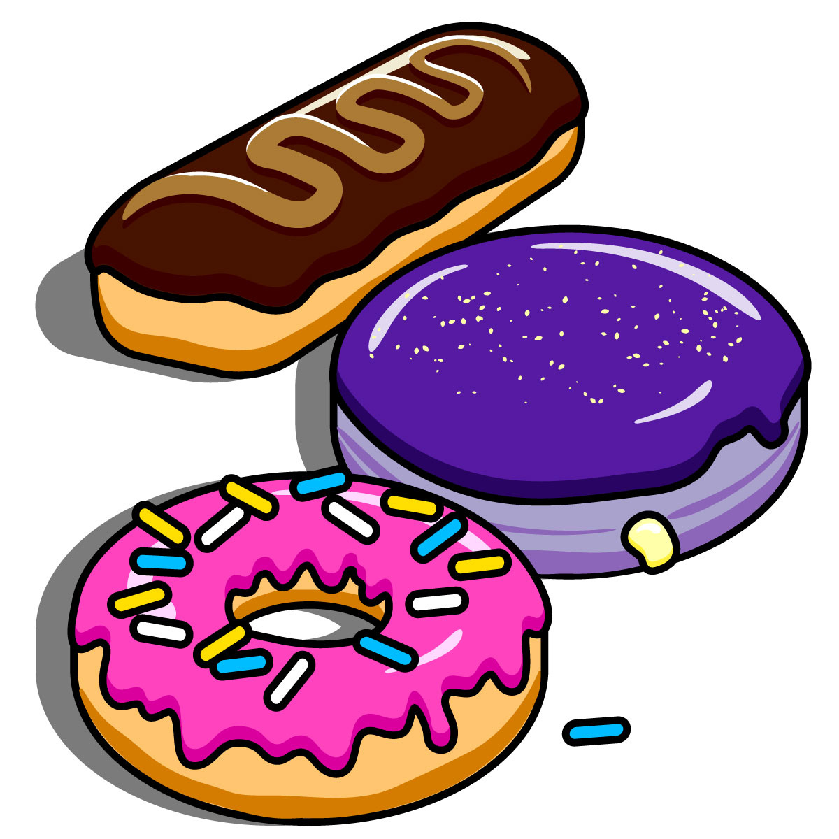 Donuts animation chocolate cream donuts food graphic design lottie motion graphics sprinkles ube