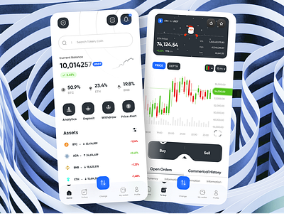 Trading cryptocurrency mobile app design🔥 app application bitcoin btc clean coins crypto crypto currency crypto wallet design ethereum exchange financial interface minimal money transfer ui ux wallet wallet app