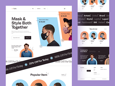 Mask Shop E-Commerce Website - Landing Page b2b cloth design e commerce ecommerce fashion landing page mask online shop online store product retro shop tanim ui ui ux designer ux web website woocommerce