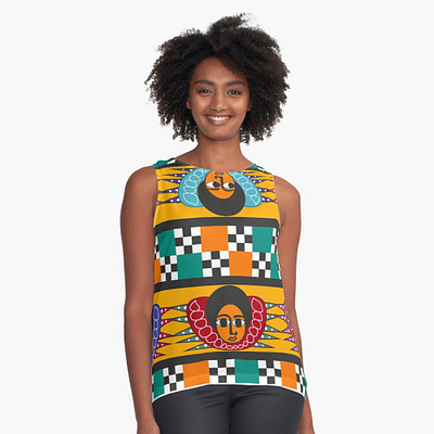 Ethiopian Colourful Angels Pattern Sleeveless Top art branding design ethiopian traditional art graphic design illustration illustrator logo nahom shiferaw vector