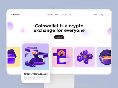 Coinwallet - Web Design for Crypto with Illustrations 2021 2022 colors crypto crypto design cryptocurrency fintech illustration minimal nft nft marketplace trends ui ui design web app web design