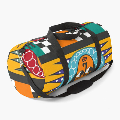 Ethiopian Colourful Angels Pattern Duffle Bag angels faces art art branding colourfull design ethiopian traditional art graphic design icon illustration illustrator nahom shiferaw typography