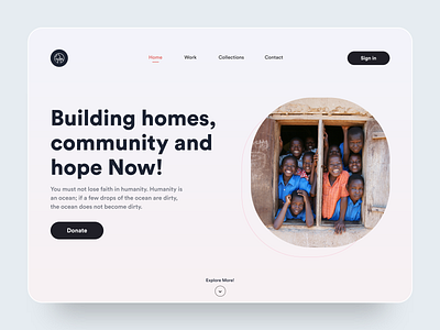 Charitable organization Website adobe xd dailyui design homepage html landing page landingpagedesign minimal ui ui ui ux design user interface ux design web web design web development webdesign webflow website website concept wordpress