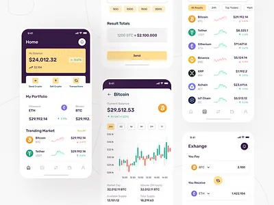 Cryptolio - Cryptocurrency Portfolio app bitcoin clean crypto crypto app cryptocurrency design eth exchange homepage market minimal mobile app modern money stock transfer ui ui design ux