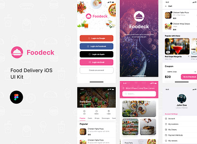 Foodeck - Food Delivery UI Kit cafe cuisine design eat figma food ios meal minimal restaurant ui ui kit