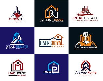 Real Estate Logo Design Bundle architecture branding building business company constriction exclusive custom gradeint graphic design home hotel house housing iconic identity luxury modern property real estate logo realtor