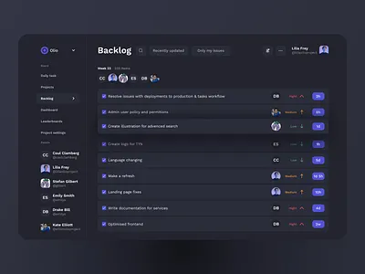 Olio Scrum Board design logo ui ux