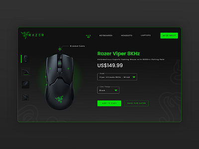 DailyUI - Day 12 - Single Product branding dailyui design logo mouse productui razer ui